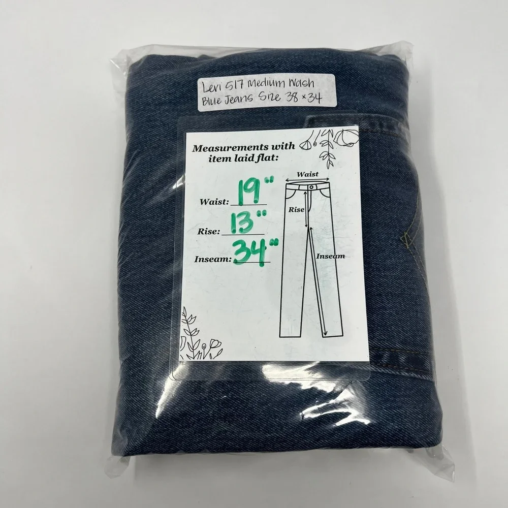 Levis 517 Mens Bootcut Jeans Medium Wash Blue Denim 38x34 High Rise